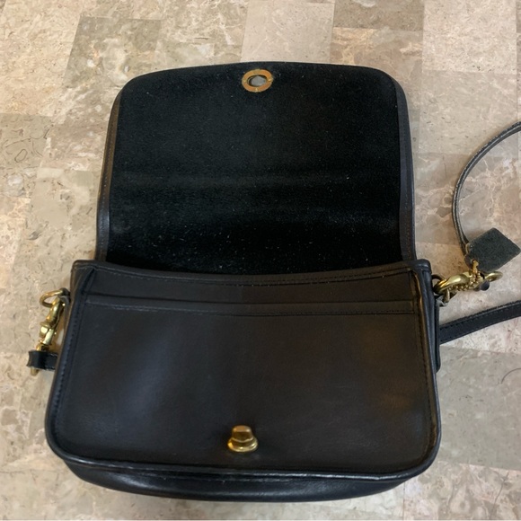 Vintage Coach Black Leather Purse Pocketbook Turnlock Convertible Bag 1980s 70s? - Picture 8 of 16